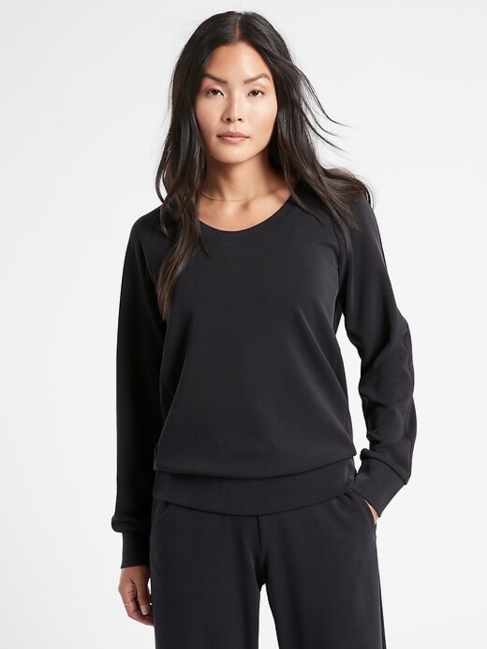 Athleta Black Crewneck Pullover Sweatshirt Like New Tags Removed